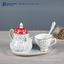 Plain Painting Western Style Tea Set, Chinese Tea Set With Plate